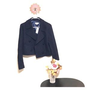 Loft cropped pea coat navy blue jacket